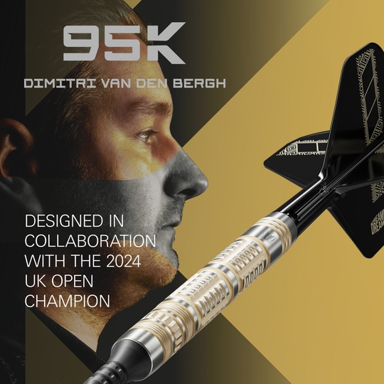 Target Dimitri Van Den Bergh 95K soft darts - 19g Gezeigt werden die Target Dimitri Van Den Bergh 95K Softdarts - 19g. Die Darts zeichnen sich durch ihr elegantes Design aus.