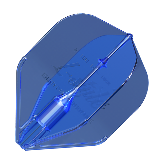 L-Style Fantom L1EZ Vluchten Blauw Das Bild zeigt einen blauen L-Style Fantom L1EZ Flight für Darts. Er hat eine durchsichtige, moderne Optik und ist in einem Stück geformt.