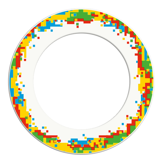 Abgebildet ist ein weißer Dartboard-Surround. Das Produkt bietet Schutz für die Wand hinter der Dartscheibe.