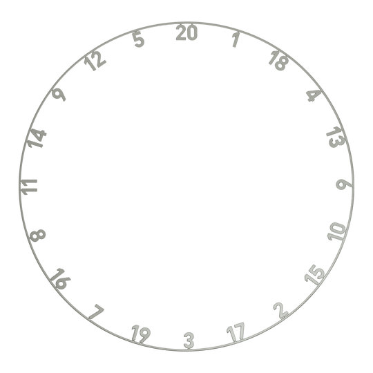 Precieze 180 OnePiece Lasercut Nummerring Auf dem Foto ist ein lasergeschnittener Zahlenring in der Farbe Nordic Grey abgebildet. Es handelt sich um die Datei ONE1012_Precise180_OnePiece_Lasercut_Zahlenring_NordicGrey_1.