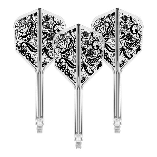 Target Japan K-Flex Diamond No6 Flight Shaft-systeem Abgebildet ist ein Produkt mit dem Namen 410241_Target_Japan_K-Flex_Diamond_No6_Flight-Shaft_System_33mm_1Set. Es handelt sich vermutlich um eine Dartschaft-Kombination.