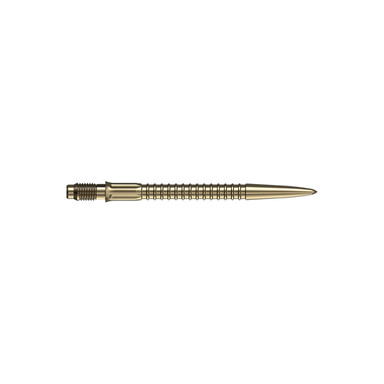 Dartspitzen in goldener Farbe sind auf weißem Hintergrund abgebildet. Geeignet als Ersatzteile für Darts.