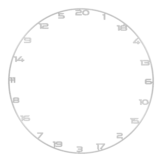 Bullet Dartboard Nummerring Das Bild zeigt einen Dartboard-Zahlenring in Silber. Der Zahlenring eignet sich zur Anzeige der Punktebereiche am Dartboard.