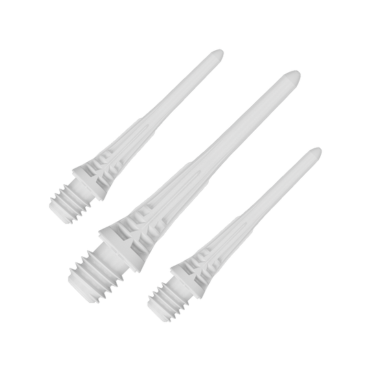 Target Cryo Soft Dart Tips 30 stuks - Wit Target Cryo Softdartspitzen 30er Pack - Weiß werden einzeln dargestellt. Das Bild hebt die Form und die Farbe der Softdartspitzen hervor.