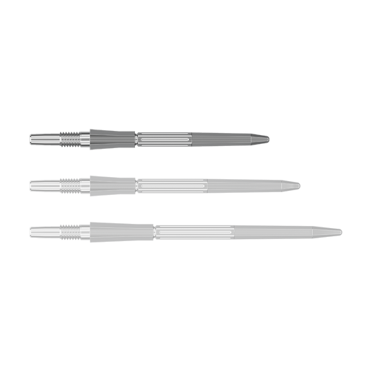Target Elysian Archetype 43 Swiss Point stalen dartpijlpunten - zilver Abgebildet ist eine silberne SwissPoint Dartspitze, 30 mm lang. Die Spitze stammt vermutlich von Target Elysian Archetype 43.