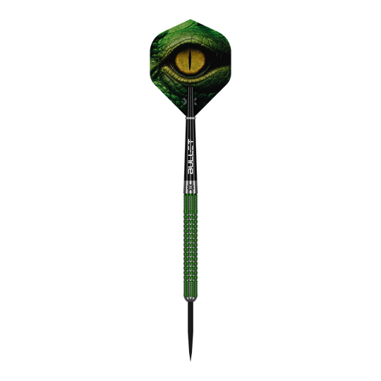Das Foto stellt die Bullet Gator Steeldarts dar. Sie eignen sich ideal für Dartspieler und Wettkämpfer.