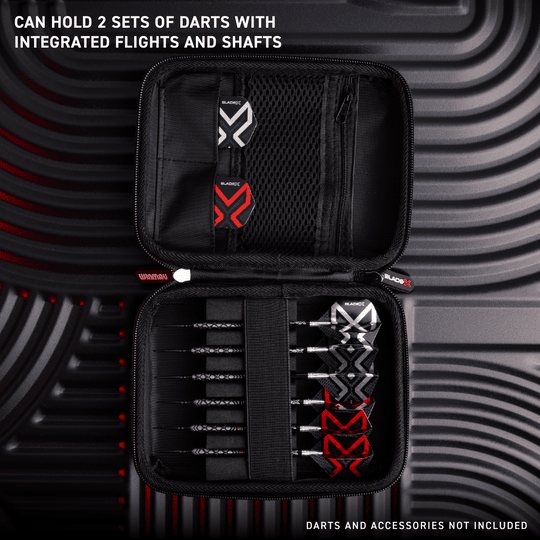 Das Foto zeigt das Winmau Blade X Armor G2 Dartwallet. Es bietet optimalen Schutz für Dartpfeile und Zubehör.