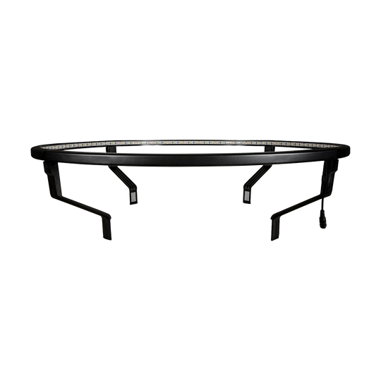 Target CORONA Vision LED-dartbordverlichtingssysteem Das Bild zeigt das Produkt "Target CORONA Vision LED Dartboard Lighting System". Es handelt sich um einen LED-Lichtring, der zur Beleuchtung eines Dartboards verwendet wird.