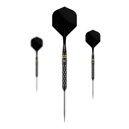 Winmau Gian Van Veen TS-PRO Schakelpunt Steeldarts Zu sehen ist ein Set Winmau Gian Van Veen TS-PRO Switch Point Steeldarts. Die Darts liegen als kompletter Satz nebeneinander.