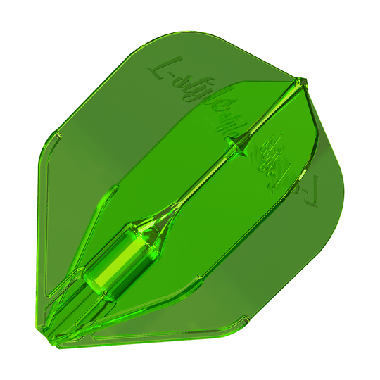 L-Style Fantom L3EZ Vluchten Groen Das Bild zeigt ein grünes L-Style Fantom L3EZ Dart-Flight. Es hat eine glänzende, transparente Oberfläche und eine stabile Form.