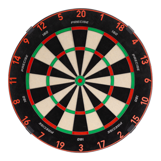 Precise 180 Endorphine stalen dartbord met nummerring - Inferno Rood Zu sehen ist das Precise 180 Endorphine Steeldartboard mit Nummernring in Inferno Red. Es bietet eine professionelle Spielfläche für Darts.