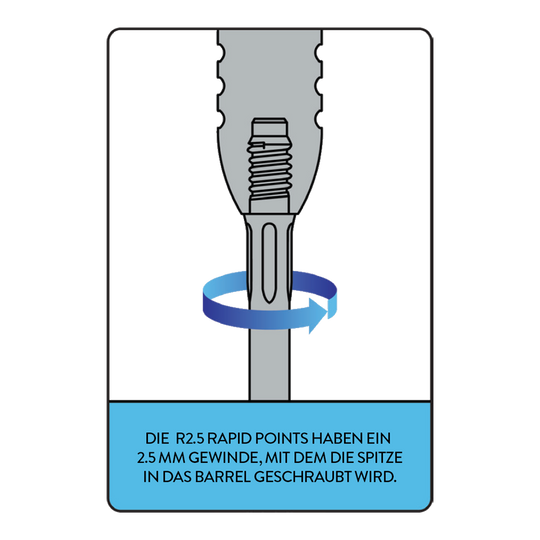 Mission R2.5 Snelpuntgereedschap Das Bild zeigt das Mission R2.5 Rapid Point Tool. Dieses Tool dient zur Wartung von Dartspitzen.