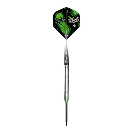 Bulls Max Czerwinski Komkommer Steeldarts - 23 g Hier sieht man die Bulls Max Czerwinski Gurke Steeldarts mit 23g. Die Darts zeichnen sich durch ihre besondere Form und Verarbeitung aus.