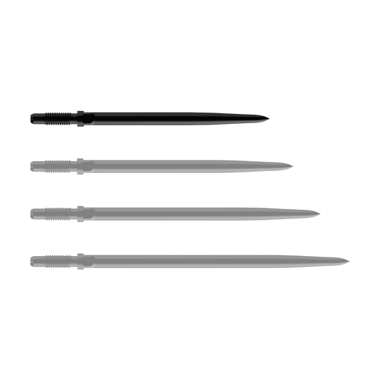 Bulls NL Convertible Point Dart Tips - Glad - Zwart Gezeigt sind BullsNL Convertible Points Smooth in Schwarz mit einer Länge von 32 mm. Die Produktspitzen sind einzeln zu sehen.
