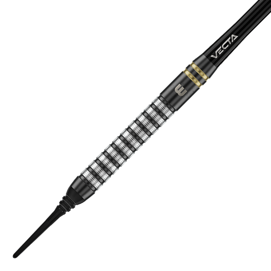 Winmau Gian Van Veen TS zachte dartpijlen - 18g Auf dem Bild sind die Winmau Gian Van Veen TS Softdarts 18g. Die Darts sind in unterschiedlichen Perspektiven fotografiert.