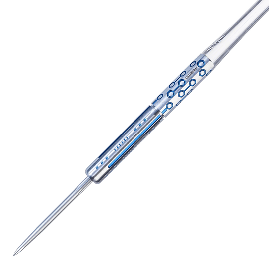 Caliburn Starships Series Demeter stalen dartpijlen - 23 g Das Bild zeigt die Caliburn Starships Series Demeter Steeldarts mit einem Gewicht von 23g. Die Steeldarts sind detailliert dargestellt.