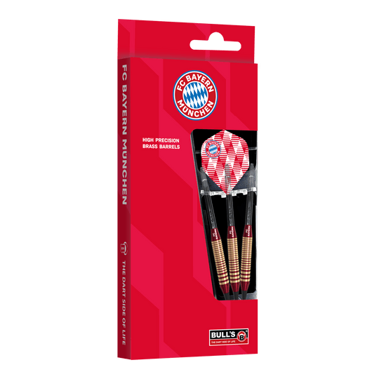 Bulls FC Bayern München messing softdarts - 18 g Abgebildet sind die Bulls FC Bayern München Brass Softdarts mit 18g Gewicht. Sie eignen sich für Softdart-Spiele und tragen das Vereinsdesign.