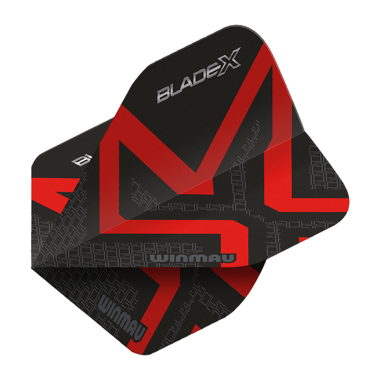 Winmau Prism Delta Blade X Metallic Red No2 standaard flights Hier sieht man den Winmau Prism Delta Blade X Metallic Red No2 Standard Flight. Das Produkt ist rot und wird für Dartpfeile verwendet.