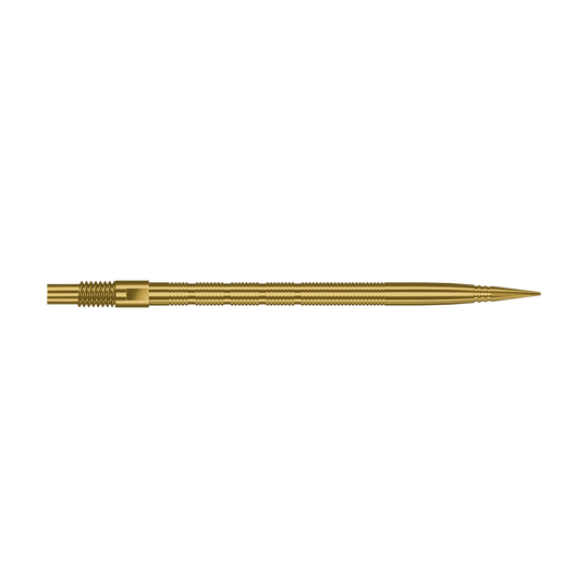 Harrows Quick Point Micro Ridge Dart Tips - Goud Das Bild zeigt Harrows Quick Point MicroRidge Dartspitzen in Gold, 40mm. Die Dartspitze ist einzeln dargestellt.