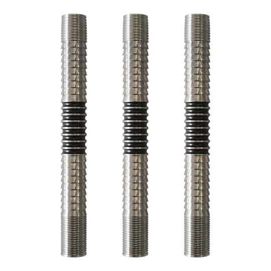 McDart Ringed Shark 2 softdart barrels Das Bild zeigt die McDart Ringed Shark 2 Softdart Barrels. Die Dart-Barrels besitzen ein geriffeltes Shark- und Ring-Design.