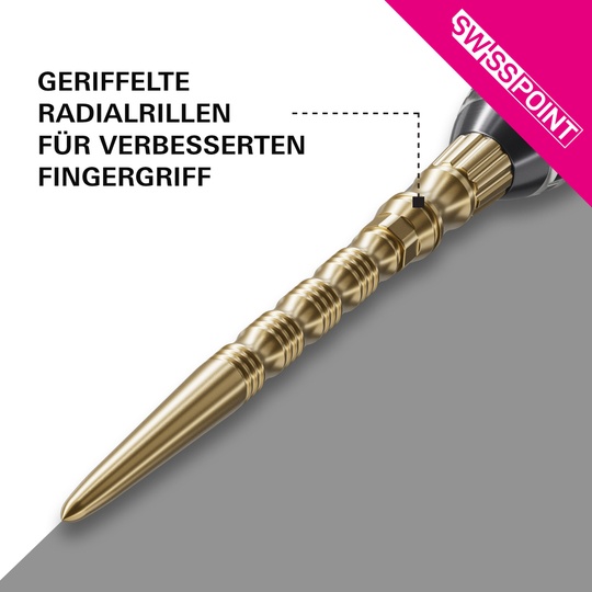 Target Signature Swiss Point TRB stalen dartpunten - goud Zu sehen sind die Target Signature Swiss Point TRB Steeldartspitzen - Gold. Die goldenen Spitzen sind für Dartpfeile geeignet.