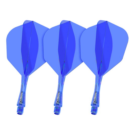 Winmau Fusion Flight Shaft System No6 Blauw Gezeigt wird ein Artikel mit dem Dateinamen 8836_Winmau_Fusion_Flight_Shaft_System_No6_Blau_22mm_1Set. Das Bild stellt wahrscheinlich ein blaues Dartzubehör-Set dar.