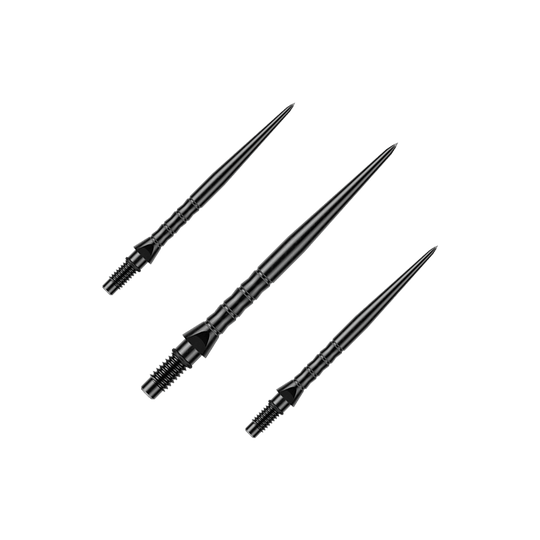 Winmau Switch Point Wave stalen dartpunten - zwart Abgebildet ist ein Set von schwarzen Steeldartspitzen mit Wave-Struktur. Enthalten ist vermutlich eine 30 mm lange Variante.