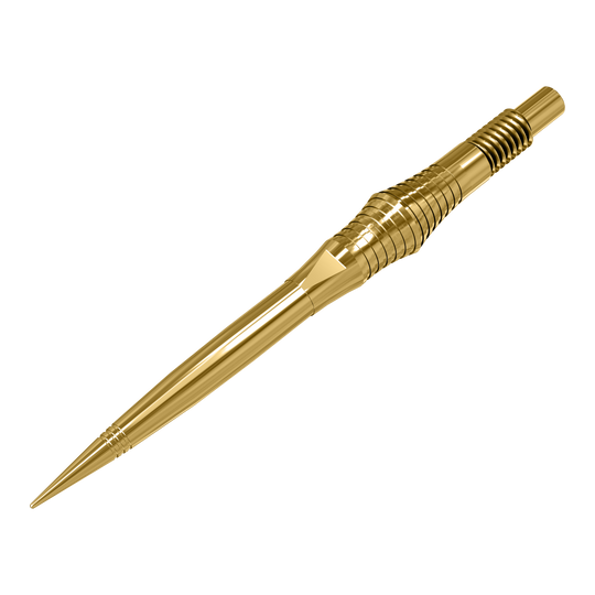 Harrows Quick Point Spire Elite Series Dartspitzen in Gold. Die Spitzen haben eine edle goldene Oberfläche.