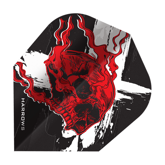 Ryan Searle van Harrow Heavy Metal No6 Flights Auf dem Bild sind Harrows Ryan Searle Heavy Metal No6 Flights dargestellt. Die Flights sind bekannt für ihre hohe Qualität und das markante Design.