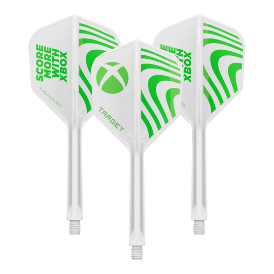 Target Xbox K-Flex No6 Flights - Wit Hier sieht man vermutlich ein Set Target Xbox KFlex No6 Flights in 33mm. Das Produkt wird als Zubehör für Dart dargestellt.