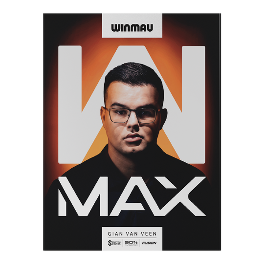 Winmau Gian Van Veen W-MAX Switch Point stalen dartpijlen Auf dem Bild sind Winmau Gian Van Veen W-MAX Switch Point Steeldarts zu sehen. Die Drei Darts liegen nebeneinander.