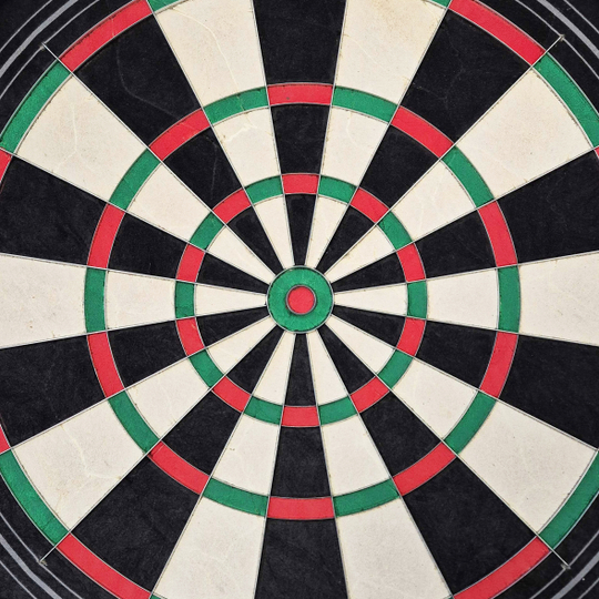 Harrows Quadro 240 stalen dartbord Noch ein Bild des Harrows Quadro 240 Steeldartboards ist zu sehen. Das Design ist klassisch.