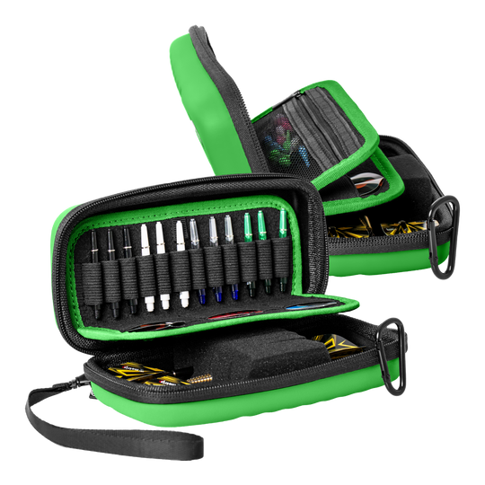 Bulls Orbis S dartkoffer - Groen Das Bild zeigt das Bulls Orbis S Dartcase in der Farbe Grün. Die Tasche bietet ein sicheres Fach für Darts und Zubehör.