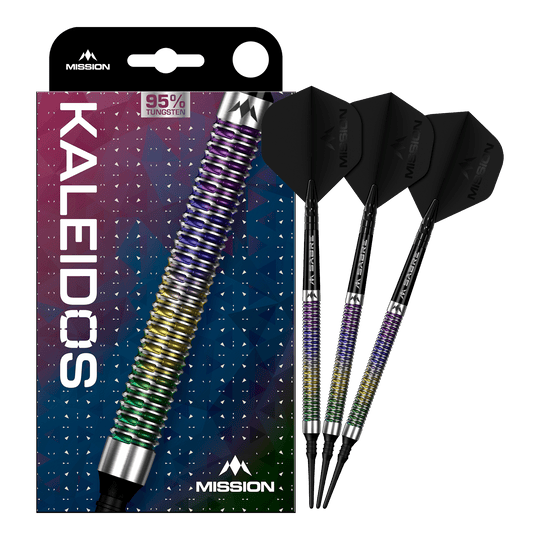 Mission Kaleidos softdarts - 19 g Mission Kaleidos Softdarts - 19g ist auf dem Bild zu sehen. Der Softdart ist vollständig abgebildet.