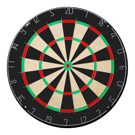 Karella Dartboard BullOut Set inclusief 2 sets stalen darts Abgebildet ist das Karella Dartboard BullOut Set mit zwei Sätzen Steeldarts. Das Produkt ist perfekt für Darts-Fans und beinhaltet ein Dartboard sowie Steeldarts.