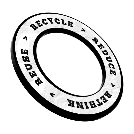 McDart Recyclen Verminderen Heroverwegen Hergebruiken Dartbord Omranding Dieses Bild trägt den Dateinamen 'DBS-RRRR1_Surround_Recyle_Reuse_Reduce_Rethink_Schwarz_3'. Es zeigt vermutlich ein schwarzes Surround-Produkt mit Schwerpunkt auf Recycling und Nachhaltigkeit.