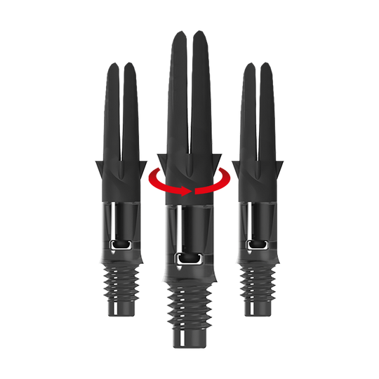 L-L-Style-Shaft Carbon Silent Straight - Zwart Das Bild zeigt einen schwarzen L-Style Carbon Silent Straight Dart-Schaft ohne Kappen in 26mm Länge als Symbol. Der Schaft ist als Set hervorzuheben.