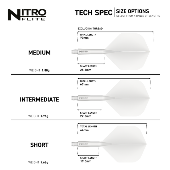 Red Dragon Nitroflite witte schacht, witte flights nr. 2 Das Bild zeigt die Red Dragon Nitroflite White Shaft White Flights No2. Es handelt sich um weiße Dartflights mit weißem Schaft.