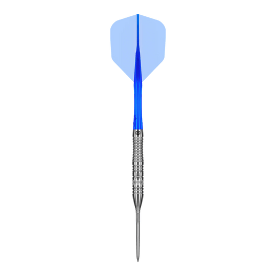 Caliburn Rix EZ-EVO R2 stalen dartpijlen Dieses Bild zeigt einen einzelnen Caliburn Rix EZ-EVO R2 Steeldart. Der Dart ist in Nahaufnahme zu sehen.