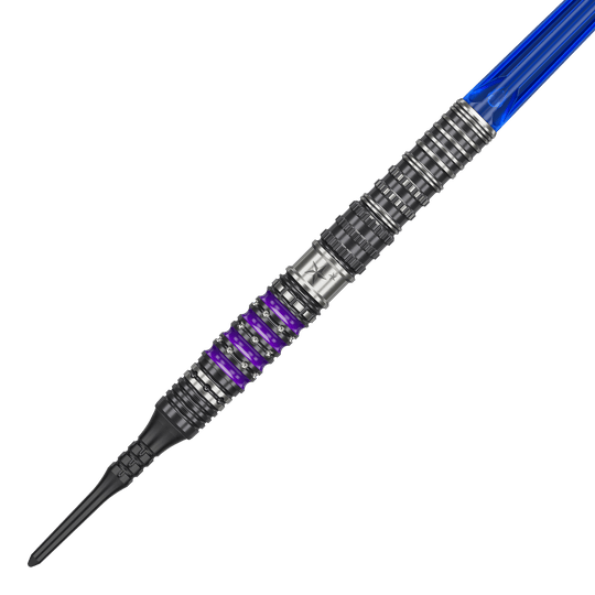 Target Japan Prime Series Sirius GEN4 Soft Darts - 21,5 g Dies ist der Target Japan Prime Series Sirius GEN4 Softdart mit einem Gewicht von 21,5g. Der Dart hat ein futuristisches Design mit silbernen, schwarzen und lila Akzenten sowie einem blauen Schaft.