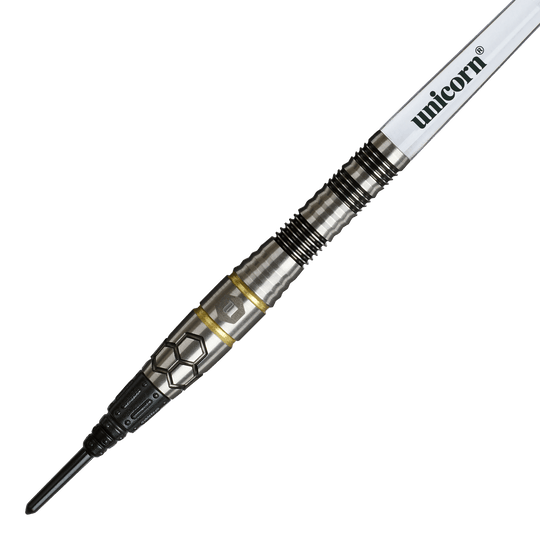 Unicorn Hexium Style 01 Zwart & Goud Soft Darts - 22g Unicorn Hexium Style 01 Black & Gold Softdarts - 22g ist ein eleganter Softdart in Schwarz und Gold. Das Produkt eignet sich ideal für Präzisionswürfe beim Dartspiel.