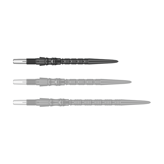 Target Signature Swiss Point TRB stalen dartpunten - zwart Zu sehen ist eine schwarze Dartspitze mit einer Länge von 30mm. Das Produkt ist eine Target SwissPoint Signature TRB Dartspitze.