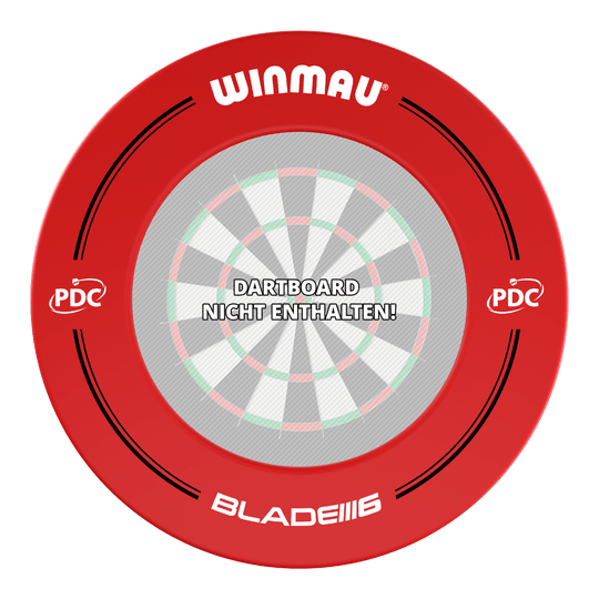Winmau PDC Dartbord Surround - Rood Das Bild zeigt einen roten Winmau PDC Dartboard Surround. In der Mitte steht: "Dartboard nicht enthalten!"
