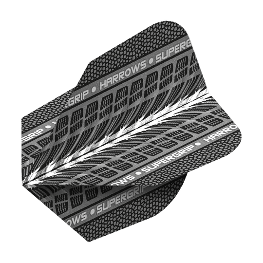 Harrows Supergrip White No6 Flights Hier sind Harrows Supergrip Weiß No6 Flights zu sehen. Das Produkt besteht aus weiß gefärbten Dart-Flights.