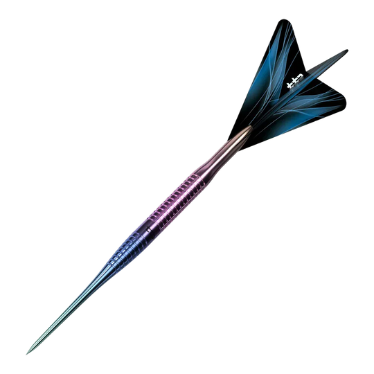 Caliburn TTD Complete Titanium T3 Rainbow stalen dartpijlen - 7 g Abgebildet ist der Caliburn TTD Complete Titanium T3 Rainbow Steeldarts - 7g. Der Dartpfeil weist eine schillernde Regenbogen-Optik auf.