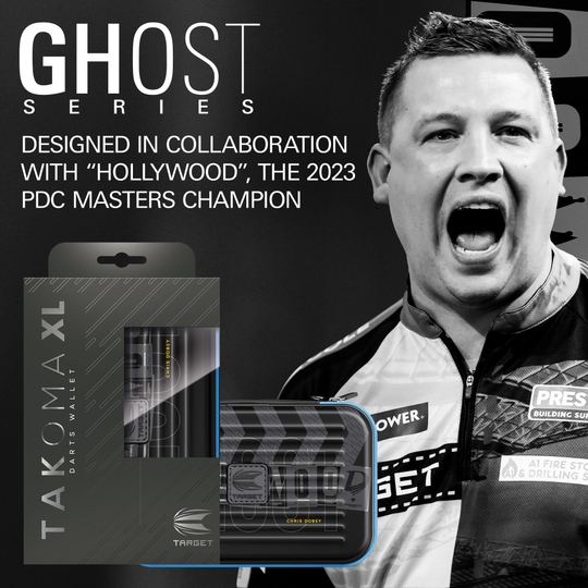 Takoma XL Ghost Series Chris Dobey darthoesje Das Bild zeigt das Takoma XL Ghost Series Chris Dobey Dartcase. Das Dartcase schützt Dartzubehör vor Beschädigungen.