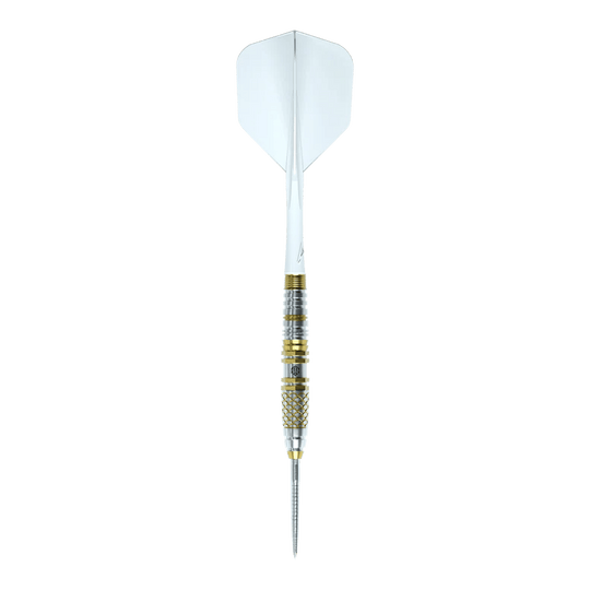 Dieses Bild zeigt die Caliburn Players Darts Lee Soon An Gold Spear Steeldarts, 23g. Sie sind speziell für Dartspieler konzipiert und haben eine elegante Form.