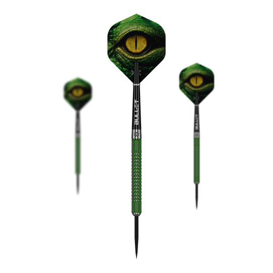 Bullet Gator stalen darts Abgebildet sind die Bullet Gator Steeldarts in einem Set. Die Darts sind für das Spiel mit Stahlspitzen geeignet.