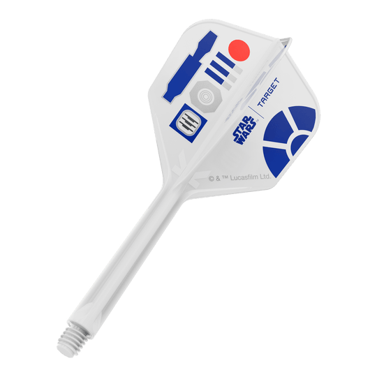 Target Star Wars K-Flex R2D2 No6-vluchten Das Bild zeigt ein Produkt mit dem Dateinamen 410512_Target_StarWars_KFlex_R2D2_No6_Flights_Medium_33mm_1. Es dürfte ein Dart-Flight im Star Wars Design sein.