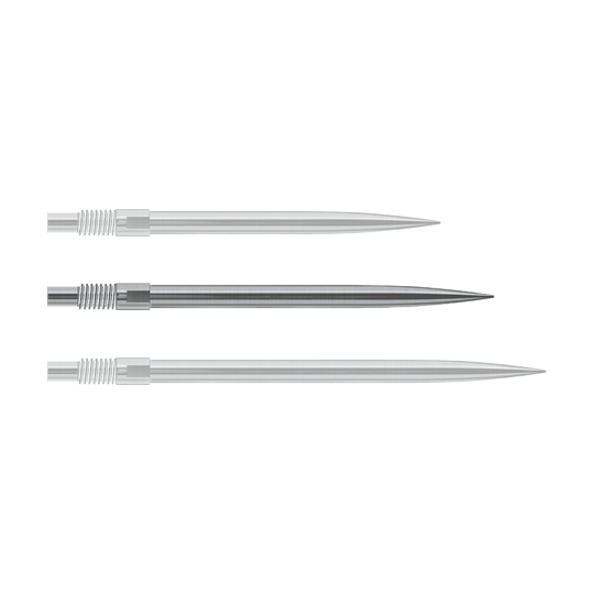 Harrows Quick Point Dartpunten - Zilver Das Bild zeigt vermutlich silberne Dartspitzen von Harrows in 35mm Länge. Die Datei heißt 'QP23943_Harrows_QuickPoint_Dartspitzen_Silber_35mm_1'.